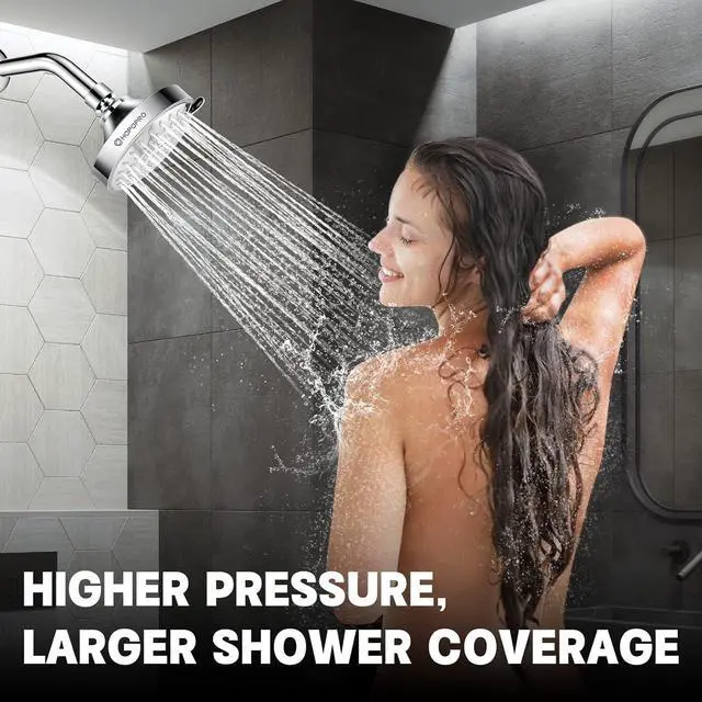 Alt view image 4 of 6 - HOPOPRO 5-Mode High Pressure Shower Head - The Washington Post, NBC News, Today TV Show Recommended - High Flow Fixed Showerheads (4 Inch Silver)