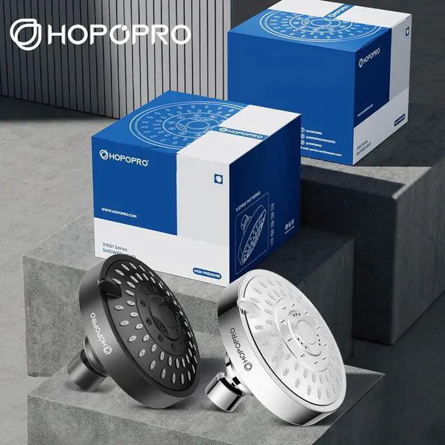 Alt view image 5 of 6 - HOPOPRO 5-Mode High Pressure Shower Head - The Washington Post, NBC News, Today TV Show Recommended - High Flow Fixed Showerheads (4 Inch Silver)
