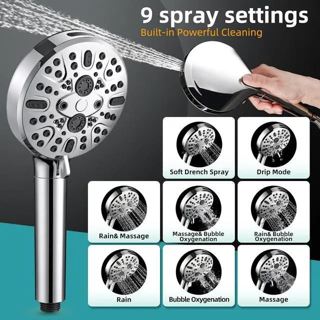 Alt view image 2 of 7 - Cobbe Filtered Shower Head with Handheld, High Pressure 9 Spray Mode Showerhead with Filters, detachable shower head, Water Softener for Hard Water Remove Chlorine and Harmful Substance, Chrome