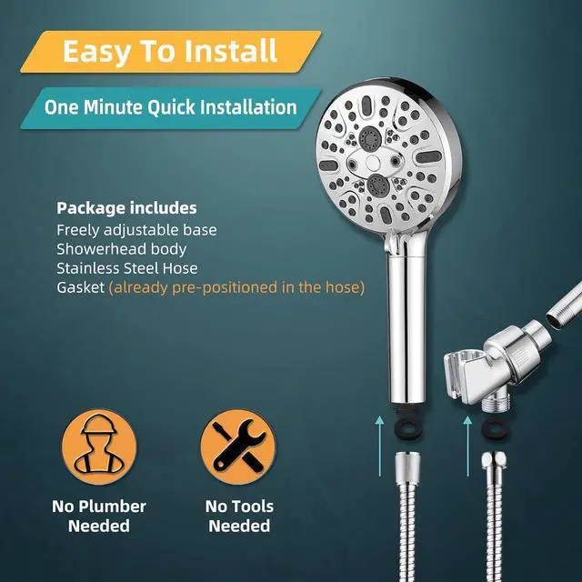Alt view image 7 of 7 - Cobbe Filtered Shower Head with Handheld, High Pressure 9 Spray Mode Showerhead with Filters, detachable shower head, Water Softener for Hard Water Remove Chlorine and Harmful Substance, Chrome