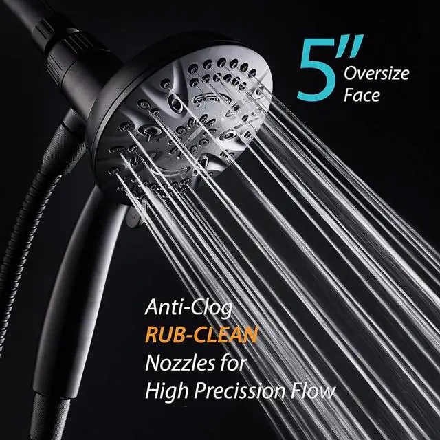 Alt view image 7 of 7 - AquaDance New Magnetic Guidance Docking System - High-Pressure 8-setting Handheld Shower Head with Giant 5 inch Face, Magnetic Bracket, Extra-long 72 inch Stainless Steel Hose/Matte Black Finish