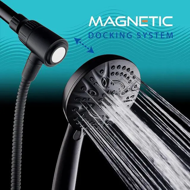 Alt view image 2 of 7 - AquaDance New Magnetic Guidance Docking System - High-Pressure 8-setting Handheld Shower Head with Giant 5 inch Face, Magnetic Bracket, Extra-long 72 inch Stainless Steel Hose/Matte Black Finish