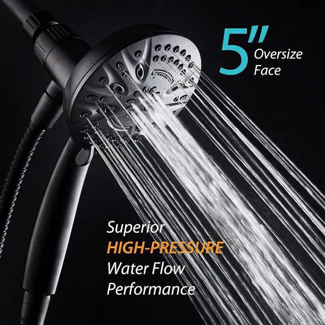 Alt view image 5 of 7 - AquaDance New Magnetic Guidance Docking System - High-Pressure 8-setting Handheld Shower Head with Giant 5 inch Face, Magnetic Bracket, Extra-long 72 inch Stainless Steel Hose/Matte Black Finish