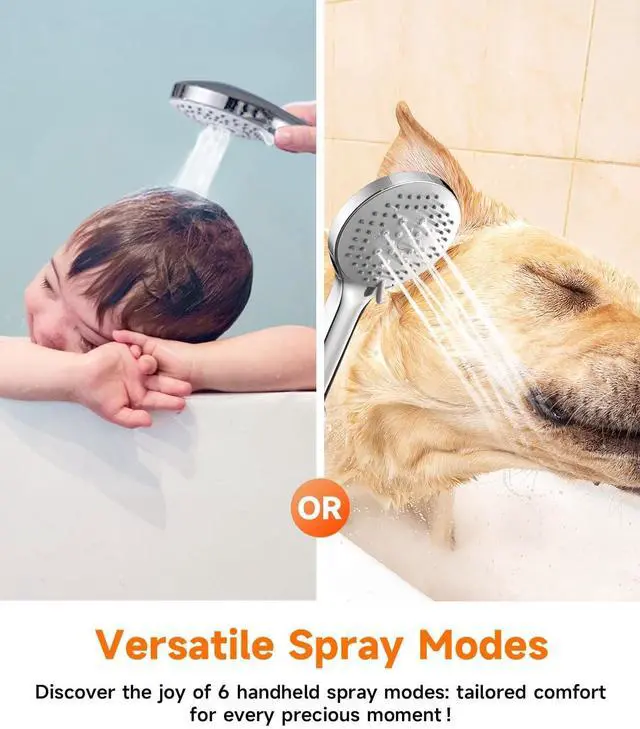 Alt view image 5 of 7 - 10 inch Rainfall Shower Head Combo Stainless Steel, THE FIRST WATERFALL mode, 10 Inch Rain Shower Head with Handheld 6 Spray Modes High Pressure, Overhead Shower Adjustable Extension Arm,Chrome