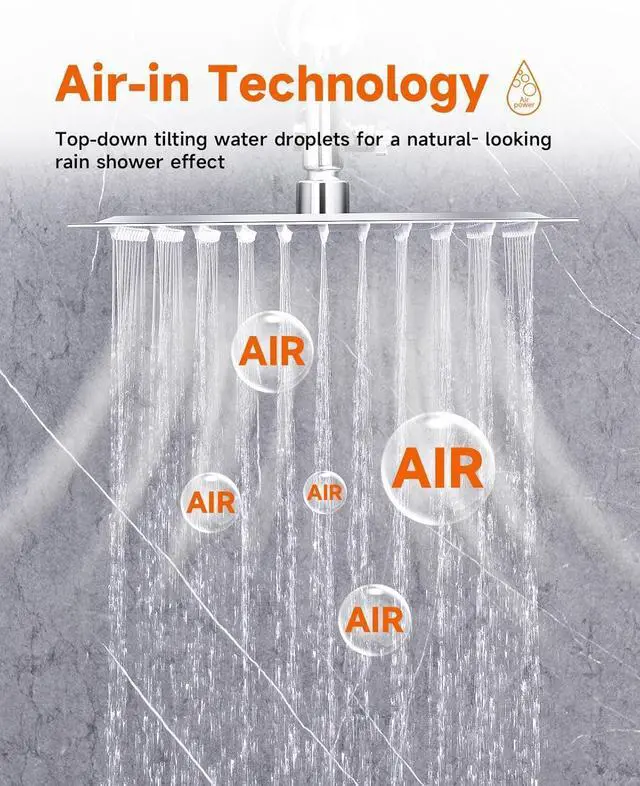 Alt view image 6 of 7 - 10 inch Rainfall Shower Head Combo Stainless Steel, THE FIRST WATERFALL mode, 10 Inch Rain Shower Head with Handheld 6 Spray Modes High Pressure, Overhead Shower Adjustable Extension Arm,Chrome