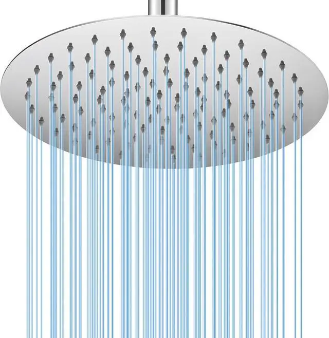 Main image of 12 Inch Round Rainfall Shower Head, High Pressure Overhead Shower Heads, Wall Ceiling Mounted Ultra Thin Stainless Steel Shower Head, Chrome