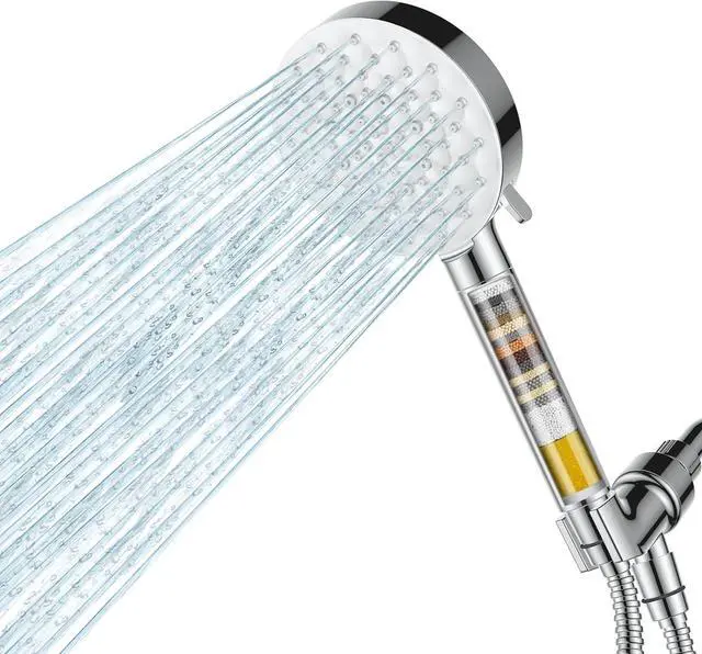 Main image of Filtered Shower Head with Handheld,High Pressure 6 Spray Mode Showerhead with Filters,Detachable Shower Head, Water Softener Filters Beads for Hard Water -Remove Chlorine (Chrome)