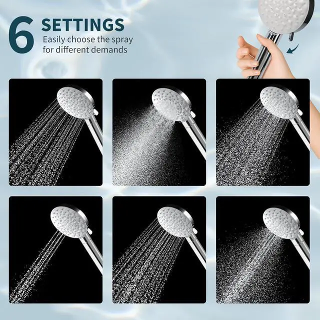 Alt view image 6 of 7 - Filtered Shower Head with Handheld,High Pressure 6 Spray Mode Showerhead with Filters,Detachable Shower Head, Water Softener Filters Beads for Hard Water -Remove Chlorine (Chrome)