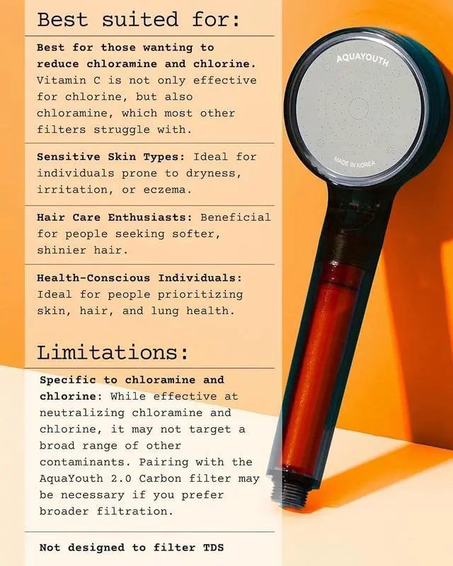 Alt view image 2 of 7 - Vitamin C Handheld Shower Head | Built-in Vitamin C + Ceramic Balls Reduces Chlorine & Chloramine, While Improving Skin and Hair Health