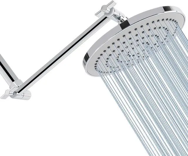 Main image of HarJue High Pressure Shower Head with 11 IN Adjustable Arm, Rainfall with Shower Arm-Make Water Flow Down Vertically for Better Bathing Experience(8 In, Chrome)