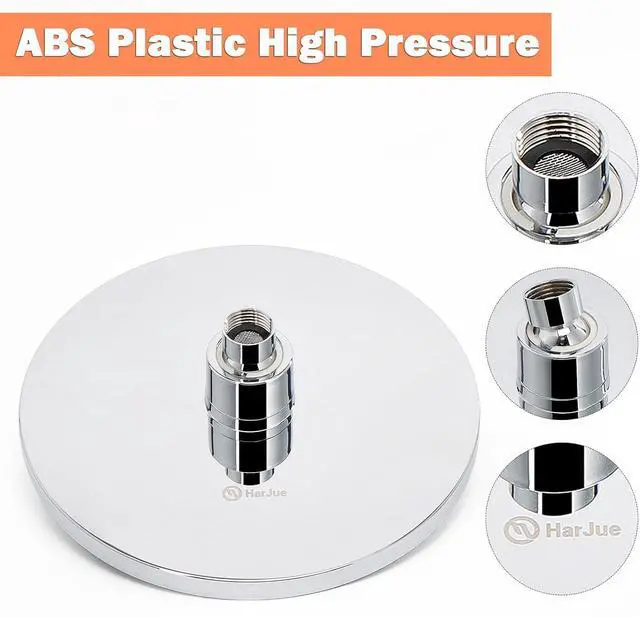 Alt view image 4 of 7 - HarJue High Pressure Shower Head with 11 IN Adjustable Arm, Rainfall with Shower Arm-Make Water Flow Down Vertically for Better Bathing Experience(8 In, Chrome)
