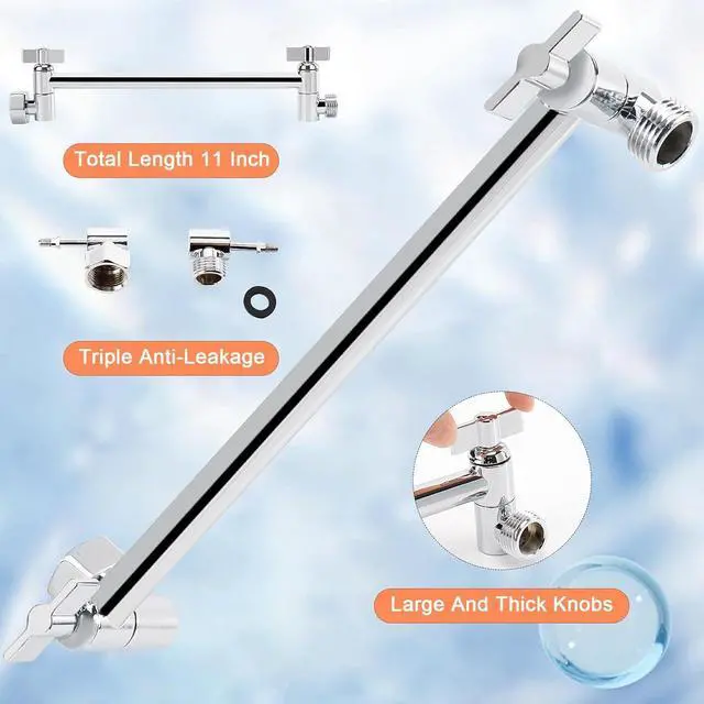Alt view image 5 of 7 - HarJue High Pressure Shower Head with 11 IN Adjustable Arm, Rainfall with Shower Arm-Make Water Flow Down Vertically for Better Bathing Experience(8 In, Chrome)