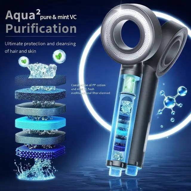 Alt view image 3 of 7 - Handheld Shower Head with Filter - High Pressure Vitamin C Chlorine Removal, CEC DOE Certified, Refreshing Scent Cartridge & ABS Anti-Rust, Skin Friendly Easy Install