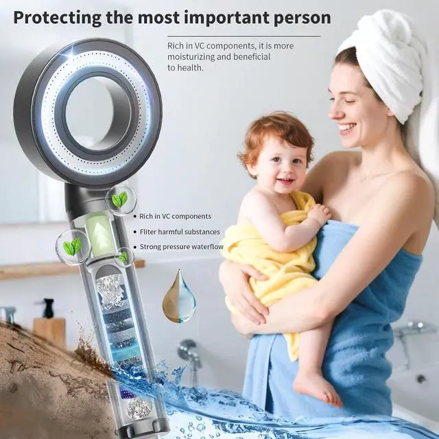Alt view image 7 of 7 - Handheld Shower Head with Filter - High Pressure Vitamin C Chlorine Removal, CEC DOE Certified, Refreshing Scent Cartridge & ABS Anti-Rust, Skin Friendly Easy Install