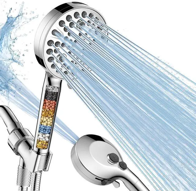 Main image of FEELSO 11-Spray Filtered Shower Head Handheld, High Pressure Showerheads with Filters Water Pressure Adjustment for Hard Water - Reduce Dry Skin, Power Wash to Clean Tub, Tile, Pets