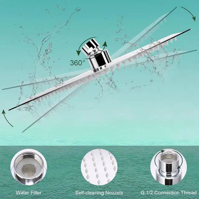 Alt view image 2 of 7 - HarJue Filter Shower Head, High Pressure 8 Inch Rainfull with Filter Combo for Hard Water, Remove Chlorine Fluoride and Harmful Substances- 1 Replaceable Filter Cartridge (Square, Chrome)