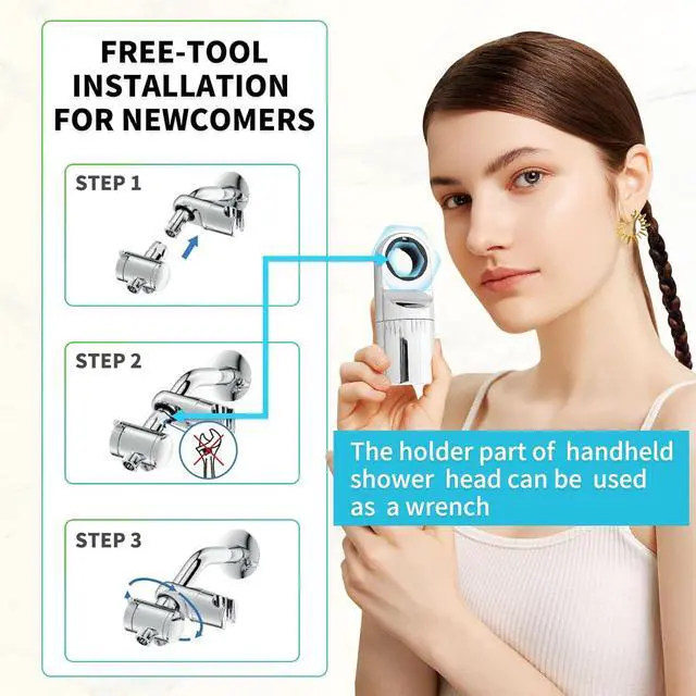 Alt view image 4 of 7 - Rain Shower Heads with Handheld Spray Combo 30 Settings High Pressure 6 inch Face 3-Way Dual Rain and Handheld Shower Head Combo Set, Chrome