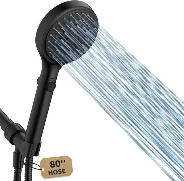 Main image of FASDUNT Shower Head with Handheld, High Pressure Handheld Shower Head with 80" Extra Long Stainless Steel Hose & Adjustable Bracket, Showerhead with ON/OFF Switch, Black