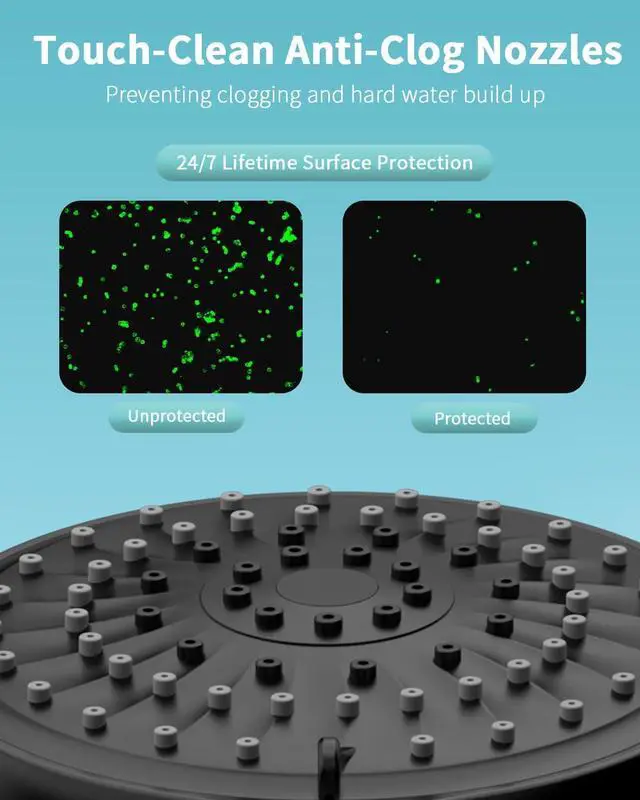 Alt view image 2 of 7 - FASDUNT Shower Head with Handheld, High Pressure Handheld Shower Head with 80" Extra Long Stainless Steel Hose & Adjustable Bracket, Showerhead with ON/OFF Switch, Black