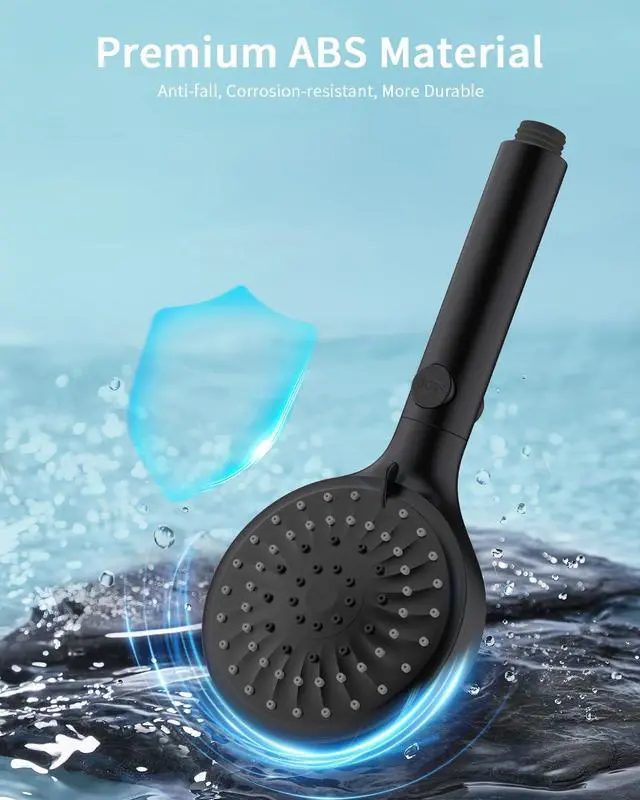 Alt view image 7 of 7 - FASDUNT Shower Head with Handheld, High Pressure Handheld Shower Head with 80" Extra Long Stainless Steel Hose & Adjustable Bracket, Showerhead with ON/OFF Switch, Black