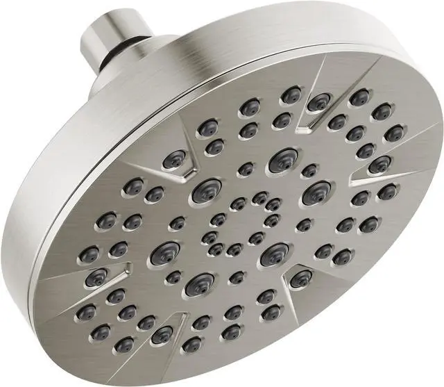 Main image of Delta 6-Setting Brushed Nickel Shower Head with High Pressure Spray, 6 Inch Round Shower Head, Showerheads, 1.75 GPM Flow Rate, Stainless 52535-SS