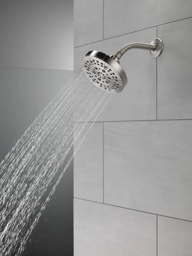 Alt view image 7 of 7 - Delta 6-Setting Brushed Nickel Shower Head with High Pressure Spray, 6 Inch Round Shower Head, Showerheads, 1.75 GPM Flow Rate, Stainless 52535-SS
