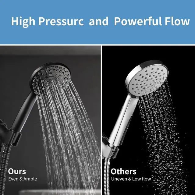 Alt view image 6 of 7 - 10 Spray Shower Head with Handheld,High Pressure shower heads with Handheld Spray Combo,Hand Held Shower Head with 60 Inch Long Hose (Matte Black)