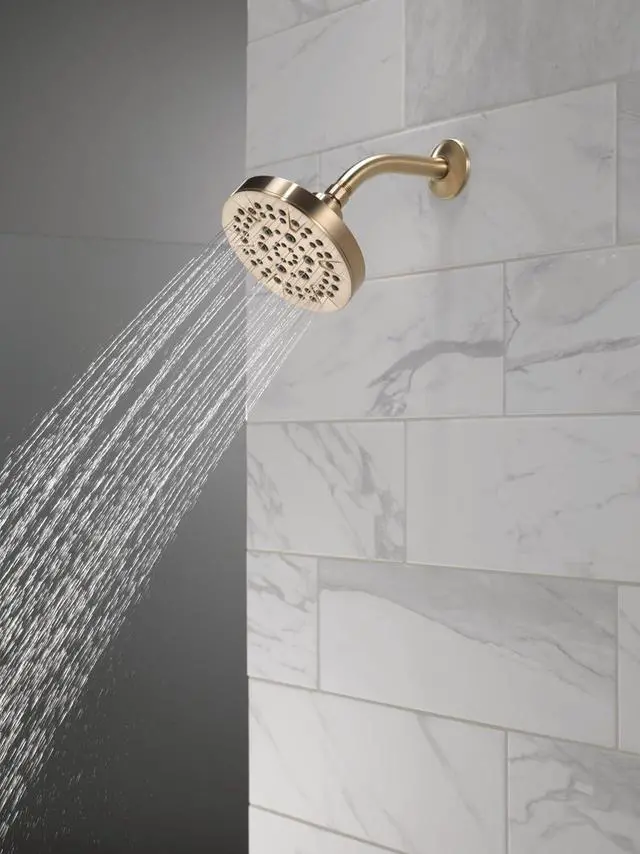 Alt view image 2 of 7 - Delta 6-Setting Brushed Gold Shower Head with High Pressure Spray, 6 Inch Round Shower Head, Showerheads, 1.75 GPM Flow Rate, Champagne Bronze 52535-CZ