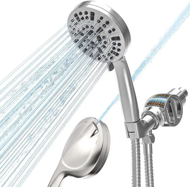 Main image of High Pressure Filtered Shower Head with Handheld, 9 Spray Modes 4.7" Shower Head, 59" long hose, 10 Layers Filter for Hard Water, Remove Chlorine, Adjustable Bracket, Chrome