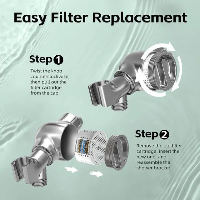 Alt view image 4 of 7 - High Pressure Filtered Shower Head with Handheld, 9 Spray Modes 4.7" Shower Head, 59" long hose, 10 Layers Filter for Hard Water, Remove Chlorine, Adjustable Bracket, Chrome