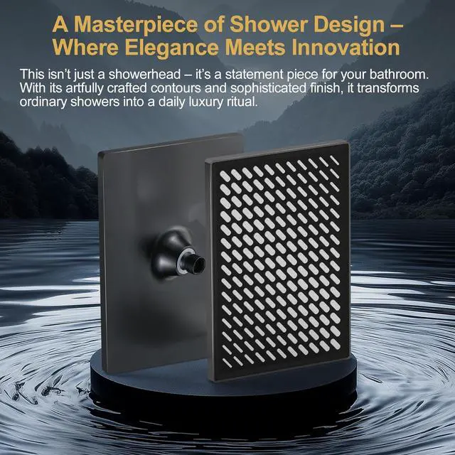 Alt view image 3 of 7 - Cobbe Rainfall Shower Head for Bathroom, 11.8 Inch Large Rectangular with Adjustable Stainless Steel 11 Inch Extension Arm - Premium Quality Luxury Experience, 1-Min No Tools Installation, Black