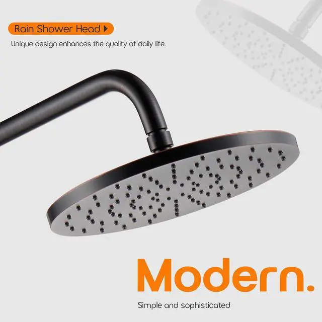 Alt view image 4 of 7 - 10-Inch Overhead Rain Shower Head High Flow Large Waterfall Shower Head 2.5 GPM with Adjustable Swivel Angle, Oil-Rubbed Bronze SH001ORB-D10