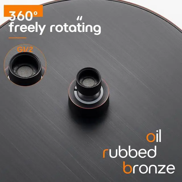 Alt view image 6 of 7 - 10-Inch Overhead Rain Shower Head High Flow Large Waterfall Shower Head 2.5 GPM with Adjustable Swivel Angle, Oil-Rubbed Bronze SH001ORB-D10
