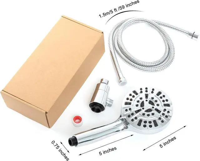 Alt view image 6 of 7 - High Pressure Shower Head with Magnetic Back Fixed Base Design,Handheld Showerhead with Hose Set Stainless Steel 59 inches/5 ft 10-Setting 5 inches Large Face,Chrome Finish (Silver)