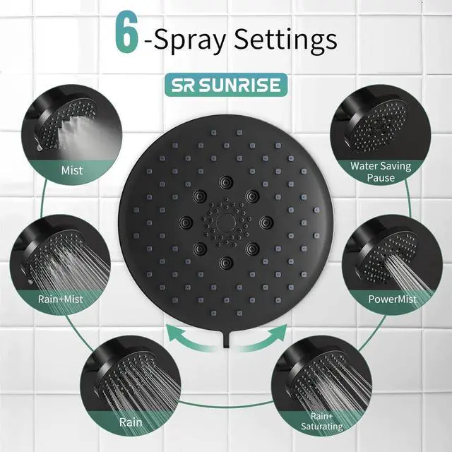 Alt view image 7 of 7 - SR SUN RISE Filtered Shower Head with Filters- High Pressure Rain Shower Head,with 20-Stage shower Filter,6 Spray Modes for Hard Water Softener, Remove Chlorine & Heavy Metals (Black,5.5 Inch Round)