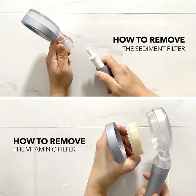 Alt view image 7 of 7 - Barumi Pluo Handheld Filtered Shower Head - Silver | Vitamin C Filter for Healthy Skin & Hair | High Pressure Soft Spray | Dual Filtration Removes Chlorine & Impurities | Gentle Shower for Pets