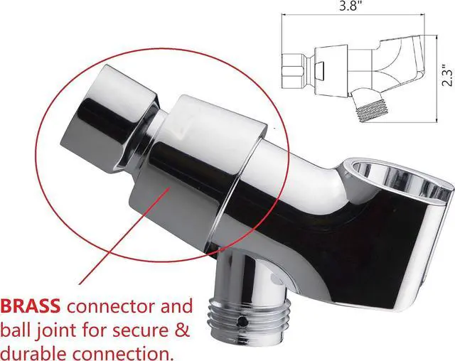 Alt view image 3 of 6 - 5-Inch 5-Function High Pressure Handheld Shower Head with Solid Brass Angle-Adjustable Overhead Mount/Extra Long Flexible 8-ft Stainless Steel Hose - Chrome (MSS501024CP)