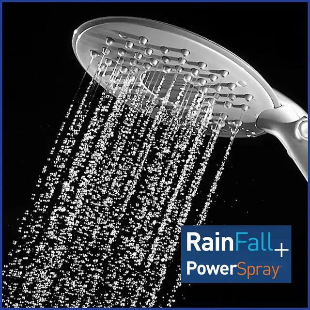 Alt view image 2 of 7 - Waterpik Flexible Arm Rainfall FlexNeck Shower Head with 7.5 Inch Large Shower Face, Adjustable Height with Easy DIY Installation, 1.8 GPM White, CF-201E