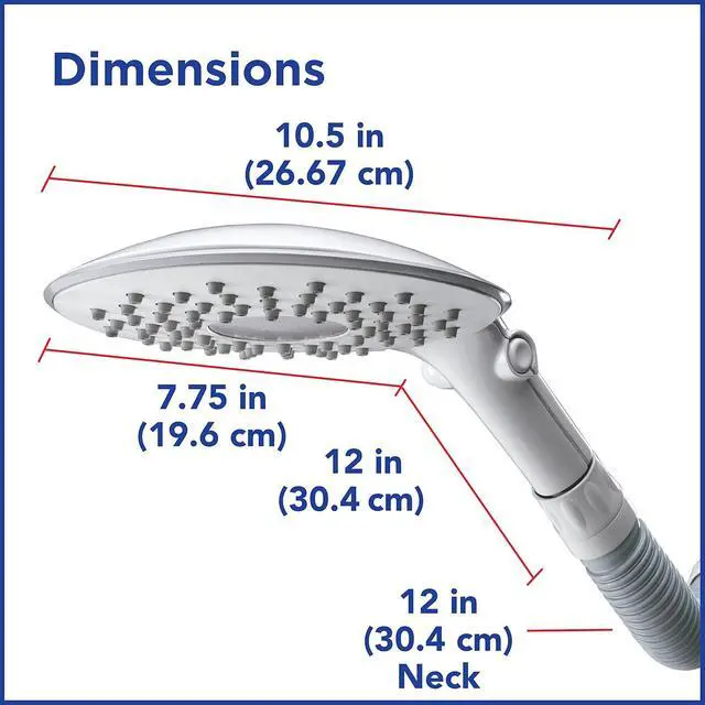 Alt view image 4 of 7 - Waterpik Flexible Arm Rainfall FlexNeck Shower Head with 7.5 Inch Large Shower Face, Adjustable Height with Easy DIY Installation, 1.8 GPM White, CF-201E