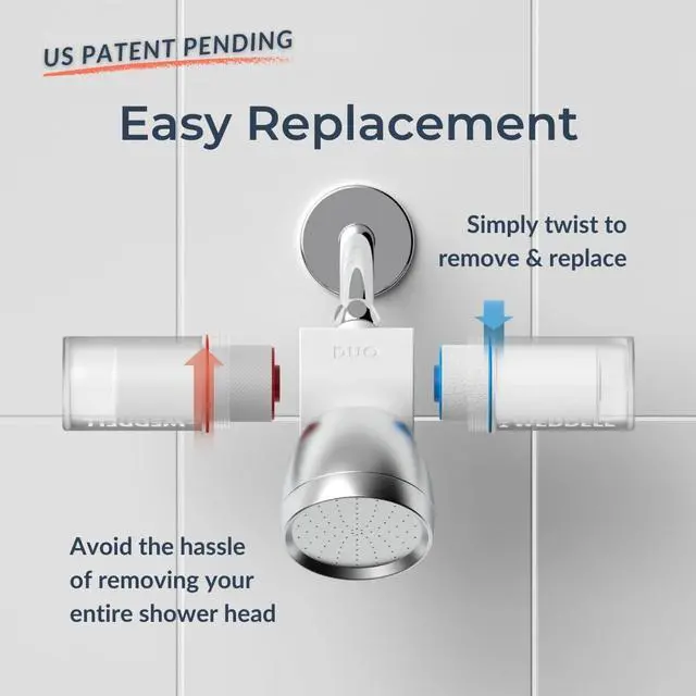 Alt view image 4 of 7 - Weddell Duo Shower Filter - NSF Certified Shower Filter, High Pressure Activated Carbon Filter, Removes Chlorine, PFAS & Particulates, Clinically Tested For Healthier Skin & Hair (White)