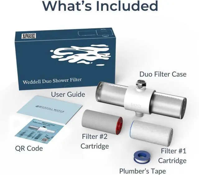 Alt view image 5 of 7 - Weddell Duo Shower Filter - NSF Certified Shower Filter, High Pressure Activated Carbon Filter, Removes Chlorine, PFAS & Particulates, Clinically Tested For Healthier Skin & Hair (White)