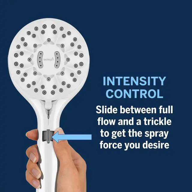 Alt view image 7 of 7 - Waterpik ShowerCare Pivoting Hand Held Shower Head, Chrome - Five Modes Including PowerPulse Therapeutic Massage - 180-Degree Rotation, Eight ft. Metal Hose