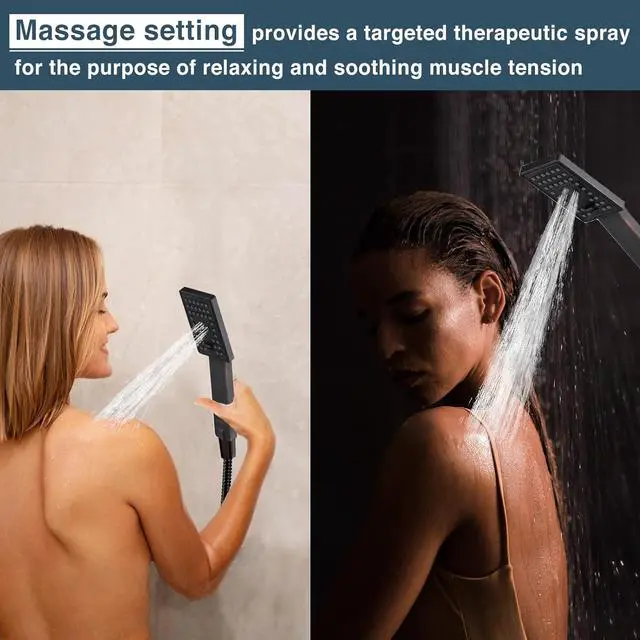 Alt view image 3 of 6 - BRIGHT SHOWERS High Pressure Handheld Shower Head Set, High Flow Hand Held Showerhead with 60" Long Stainless Steel Hose and Adjustable Wall Bracket, 3 Spray Setting Shower Wand, Oil-Rubbed Bronze