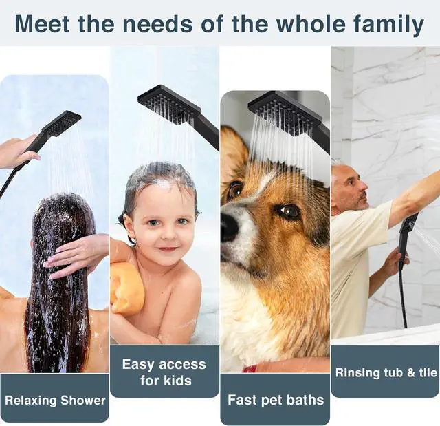 Alt view image 4 of 6 - BRIGHT SHOWERS High Pressure Handheld Shower Head Set, High Flow Hand Held Showerhead with 60" Long Stainless Steel Hose and Adjustable Wall Bracket, 3 Spray Setting Shower Wand, Oil-Rubbed Bronze