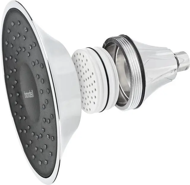 Alt view image 3 of 6 - VivaSpring Filtered Shower Head FSH25-CB in Chrome Finish with Obsidian face and Wide Rain Spray | for softer skin and hair | 6 month filter FF-15 | Certified Filtration
