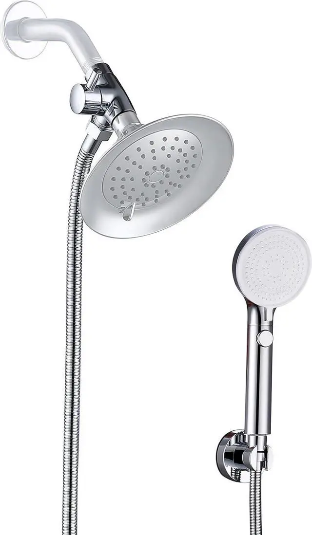 Main image of VSincerity Dog Shower Head Sprayer Pet High Pressure 3 Mode Handheld with ONOFF Switch Metal Diverter 100Inch ExtraLong Stainless steel Hose No Drill Hook Chrome 2 Piece Set