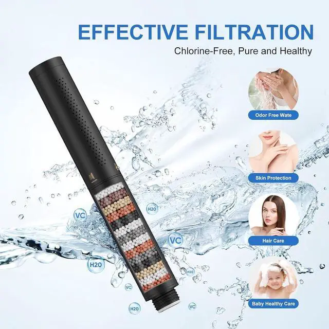 Alt view image 2 of 7 - RUMOSE Matte Black Filtered Shower Head Set with Handheld Bathroom High Pressure 2 Spray Mode Rainfall & Jet Showerhead with Filter Shower Wand for Hard Water Remove Chlorine Reduce Dry Itchy Skin