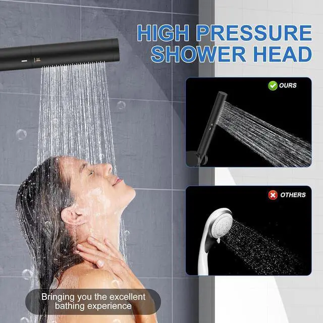Alt view image 3 of 7 - RUMOSE Matte Black Filtered Shower Head Set with Handheld Bathroom High Pressure 2 Spray Mode Rainfall & Jet Showerhead with Filter Shower Wand for Hard Water Remove Chlorine Reduce Dry Itchy Skin