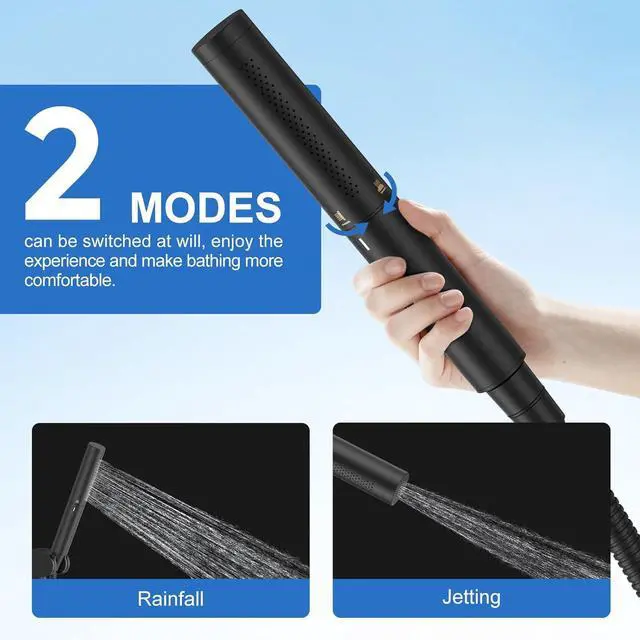 Alt view image 5 of 7 - RUMOSE Matte Black Filtered Shower Head Set with Handheld Bathroom High Pressure 2 Spray Mode Rainfall & Jet Showerhead with Filter Shower Wand for Hard Water Remove Chlorine Reduce Dry Itchy Skin