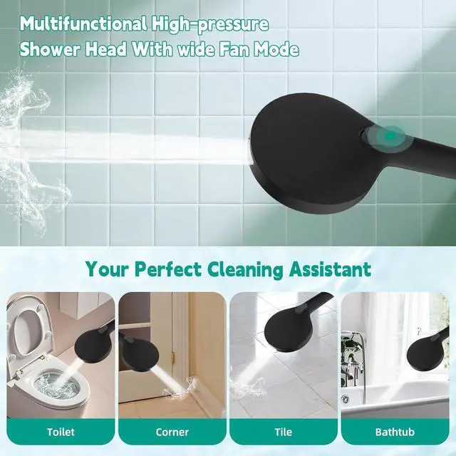 Alt view image 7 of 7 - Hibbent Filtered Shower Head with Handheld, High Pressure 10 Spray Showerhead with Filters, Water Softener for Hard Water-Remove Chlorine, Reduces Dry Itchy Skin, Improve Skin& Hair Texture, Black